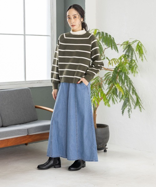 studio CLIP（スタディオクリップ）の「【マシンウォッシャブル/速乾】ソフィニー12ゲージボーダープルオーバー（ニット/セーター・レディース・ライトグレー/カーキ/ベージュ/オレンジ/モカ/ライトグリーン/キャメル・LARGE/MEDIUM）」の22枚目の写真