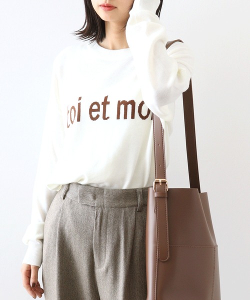 ニット セーター EGLANTINE インターシャロゴプルオーバー レディース EGLANTINE ニット セーター インターシャロゴプルオーバー