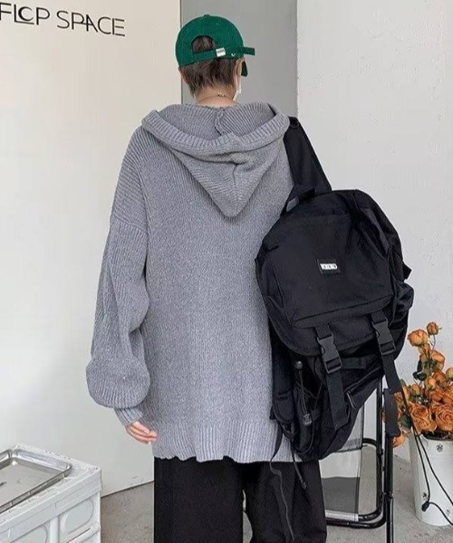 MGV（エムジーヴィー）の「Vネックパーカーニット（ニット/セーター・メンズ・ブラック/パープル/アイボリー/グレー/ライトブルー・MEDIUM/LARGE/X-LARGE）」の18枚目の写真