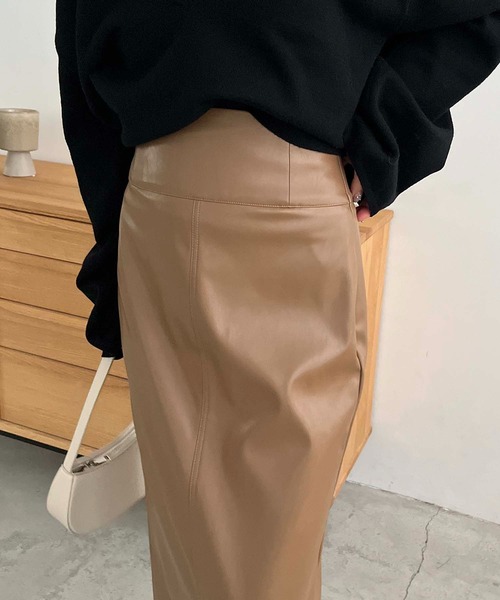 CAPRICIEUX LE'MAGE（カプリシューレマージュ）の「エコレザーIラインスカート（スカート・レディース・モカ/ブラック/ホワイト系その他・38/36）」の13枚目の写真