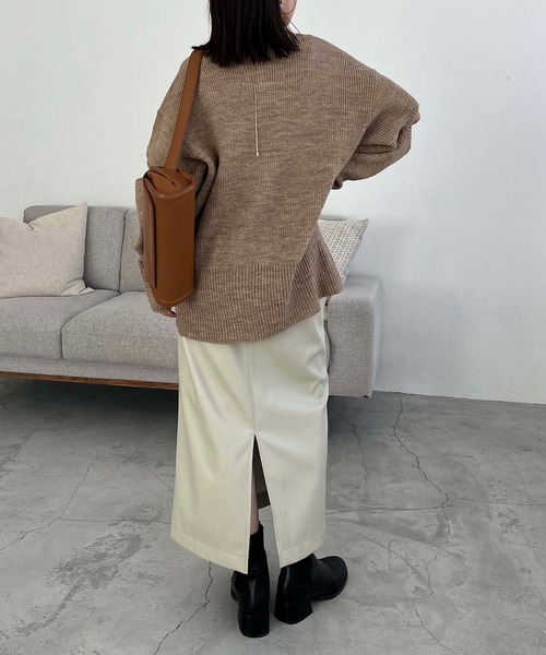 CAPRICIEUX LE'MAGE（カプリシューレマージュ）の「エコレザーIラインスカート（スカート・レディース・モカ/ブラック/ホワイト系その他・38/36）」の22枚目の写真