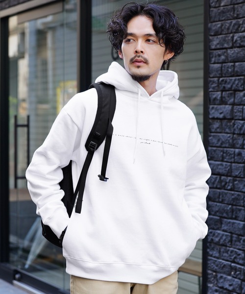 jiggys shop（ジギーズショップ）の「ロゴプリントフーディー裏起毛スウェットパーカー（スウェット・メンズ・ブラック/ホワイト/ネイビー・MEDIUM/LARGE）」の2枚目の写真