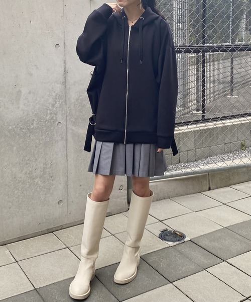 NICOLE CLUB（ニコル　クラブ）の「サイドベルトパーカー（パーカー・レディース・ブラック/オフホワイト・FREE）」の18枚目の写真