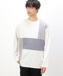パッチワーク クルーネック ロングスリーブ Tシャツ