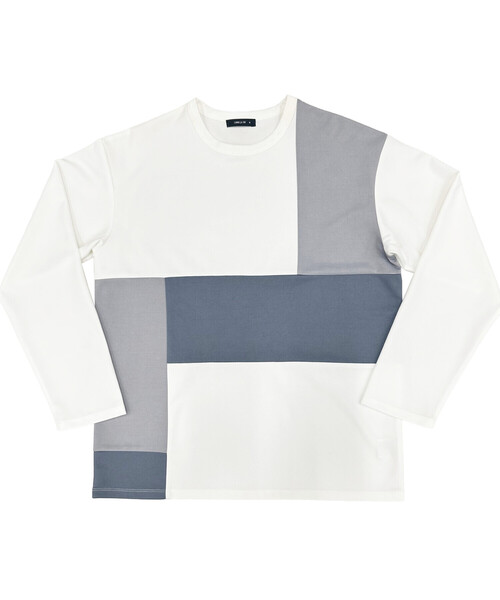 COMME CA ISM(コムサイズム)の「パッチワーク クルーネック ロングスリーブ Tシャツ(Tシャツ/カットソー・メンズ・ブルー/ホワイト/チャコール・MEDIUM/LARGE)」の18枚目の写真