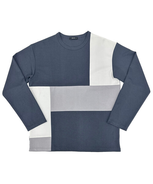 COMME CA ISM(コムサイズム)の「パッチワーク クルーネック ロングスリーブ Tシャツ(Tシャツ/カットソー・メンズ・ブルー/ホワイト/チャコール・MEDIUM/LARGE)」の17枚目の写真