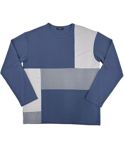 COMME CA ISM(コムサイズム)の「パッチワーク クルーネック ロングスリーブ Tシャツ(Tシャツ/カットソー・メンズ・ブルー/ホワイト/チャコール・MEDIUM/LARGE)」の16枚目の写真