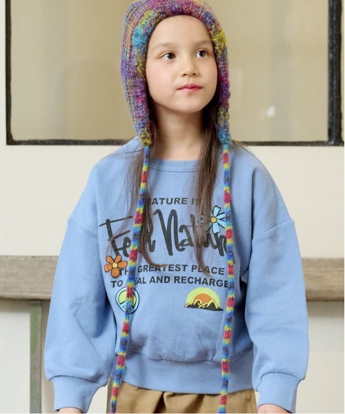 Life Support Products(ライフサポートプロダクツ)の「裏毛プリントクルーネックスウェット(80~150cm)(スウェット・キッズ・ライトピンク/アイボリー/レッド/チャコール/オフホワイト/杢グレー/ダークブルー/マスタード/グリーン/ブラック・100/120/130/140/80/90/110/150/95)」の8枚目の写真