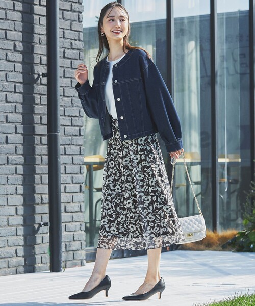 ANY SIS(エニィスィス)の「【洗える】メッシュフラワープリント スカート(スカート・レディース・ライトグレー系4/ブラック系4/ネイビー系4・4)」の5枚目の写真