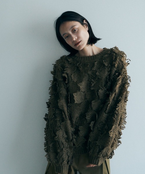 marjour(マージュール)の「FRINGE KNIT(ニット/セーター・レディース・カーキブラウン/アイボリー・M)」の10枚目の写真