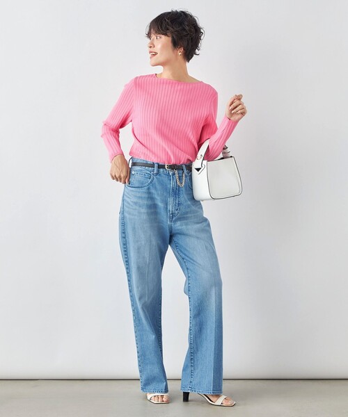 NOLLEY’S（ノーリーズ）の「《手洗い可能》愛され ワイドリブボートネックプルオーバーニット（ニット/セーター・レディース・ピンク/オフホワイト/シルバー/ブラック・38/36）」の8枚目の写真