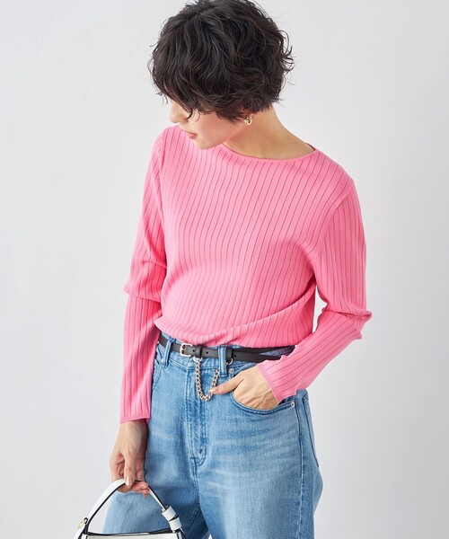 NOLLEY’S（ノーリーズ）の「《手洗い可能》愛され ワイドリブボートネックプルオーバーニット（ニット/セーター・レディース・ピンク/オフホワイト/シルバー/ブラック・38/36）」の11枚目の写真