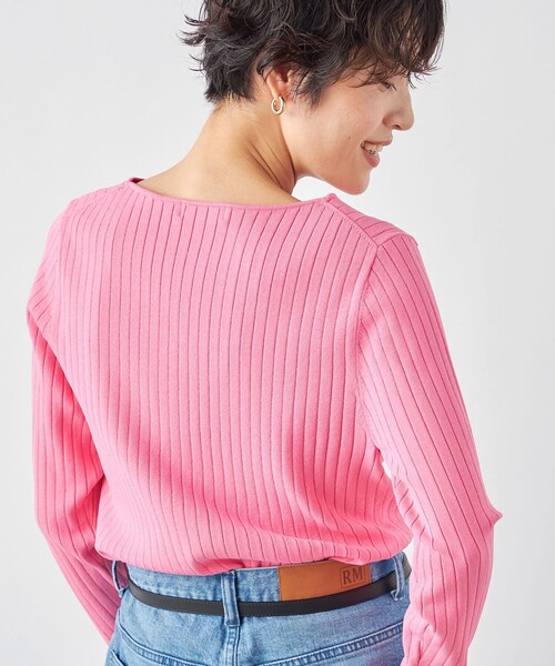 NOLLEY’S（ノーリーズ）の「《手洗い可能》愛され ワイドリブボートネックプルオーバーニット（ニット/セーター・レディース・ピンク/オフホワイト/シルバー/ブラック・38/36）」の20枚目の写真