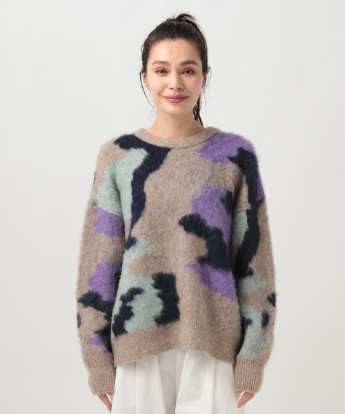BAYFLOW(ベイフロー)の「アートパンターンニットプルオーバー(ニット/セーター・レディース・パープル/イエロー・MEDIUM)」の19枚目の写真