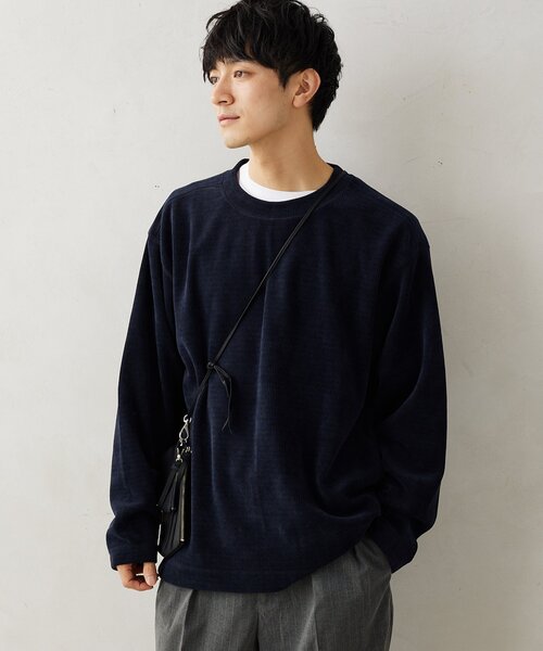 JOURNAL STANDARD relume(ジャーナルスタンダード レリューム)の「モールコーデュロイ プルオーバー(Tシャツ/カットソー・メンズ・ブラウン系その他/アイボリー/ピンク/ネイビー/ブラウン・LARGE/MEDIUM)」の4枚目の写真