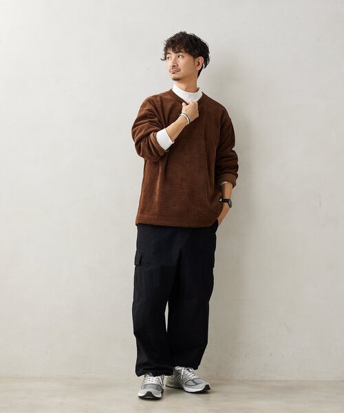 JOURNAL STANDARD relume(ジャーナルスタンダード レリューム)の「モールコーデュロイ プルオーバー(Tシャツ/カットソー・メンズ・ブラウン系その他/アイボリー/ピンク/ネイビー/ブラウン・LARGE/MEDIUM)」の7枚目の写真