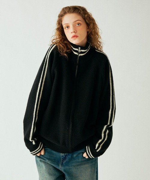 Adoon plain（アドーンプレーン）の「サイドラインドライバーズニット（ニット/セーター・メンズ・ブラック/ネイビー・MEDIUM/LARGE）」の2枚目の写真