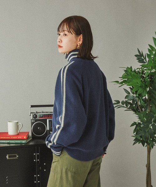 Adoon plain（アドーンプレーン）の「サイドラインドライバーズニット（ニット/セーター・メンズ・ブラック/ネイビー・MEDIUM/LARGE）」の5枚目の写真