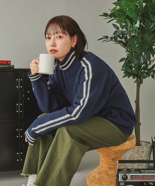 Adoon plain（アドーンプレーン）の「サイドラインドライバーズニット（ニット/セーター・メンズ・ブラック/ネイビー・MEDIUM/LARGE）」の3枚目の写真