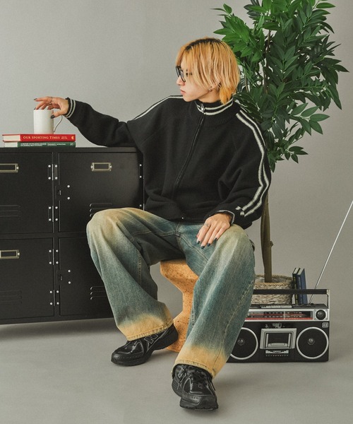 Adoon plain（アドーンプレーン）の「サイドラインドライバーズニット（ニット/セーター・メンズ・ブラック/ネイビー・MEDIUM/LARGE）」の18枚目の写真