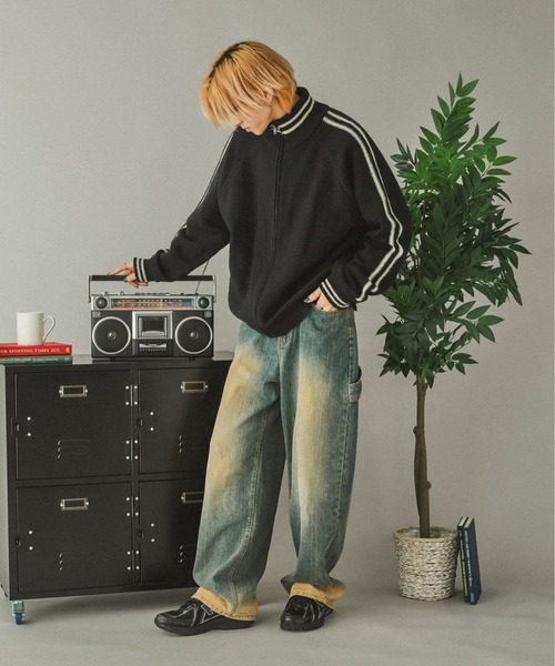 Adoon plain（アドーンプレーン）の「サイドラインドライバーズニット（ニット/セーター・メンズ・ブラック/ネイビー・MEDIUM/LARGE）」の15枚目の写真