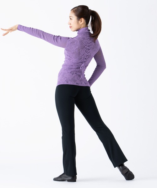 ノーソーイングニット】レースアップハイネックニットトップ