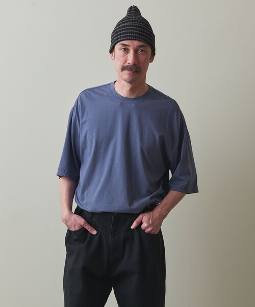 Steven Alan(スティーブンアラン)の「<Steven Alan> ドレープ ショートスリーブ Tシャツ -LOOSE(Tシャツ/カットソー・メンズ・ブラック/ダークグレー/パープル・S/M/L/XL)」の1枚目の写真