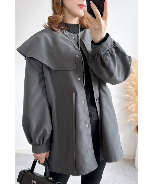 &. NOSTALGIA（アンドドットノスタルジア）の「【ZOZO限定】ビッグカラーマウンテンパーカー（マウンテンパーカー・レディース・チャコールグレー/ブラック・M）」の18枚目の写真