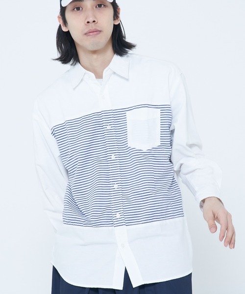 CORISCO(コリスコ)の「オックス 前身ロンスト切替シャツ(M1)(シャツ/ブラウス・メンズ・オレンジ/ブルー/ブラック/グリーン/ホワイト・LARGE/X-LARGE/MEDIUM)」の2枚目の写真