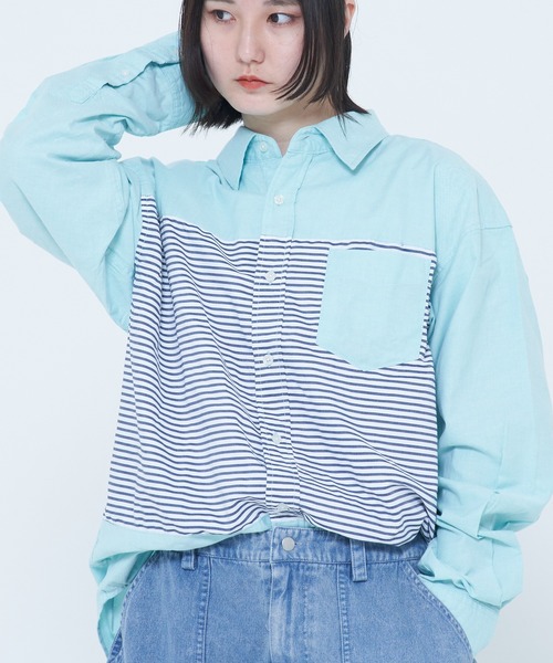 CORISCO(コリスコ)の「オックス 前身ロンスト切替シャツ(M1)(シャツ/ブラウス・メンズ・オレンジ/ブルー/ブラック/グリーン/ホワイト・LARGE/X-LARGE/MEDIUM)」の4枚目の写真