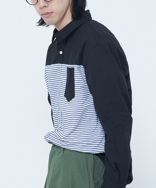 CORISCO(コリスコ)の「オックス 前身ロンスト切替シャツ(M1)(シャツ/ブラウス・メンズ・オレンジ/ブルー/ブラック/グリーン/ホワイト・LARGE/X-LARGE/MEDIUM)」の3枚目の写真