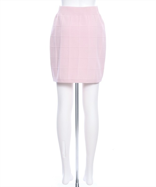 clear（クリア）の「エンボスチェックニットミニスカート[セットアップ可能]≪2024SS新作≫（スカート・レディース・ピンク/アイボリー/ブラック・F）」の7枚目の写真