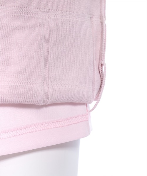 clear（クリア）の「エンボスチェックニットミニスカート[セットアップ可能]≪2024SS新作≫（スカート・レディース・ピンク/アイボリー/ブラック・F）」の4枚目の写真