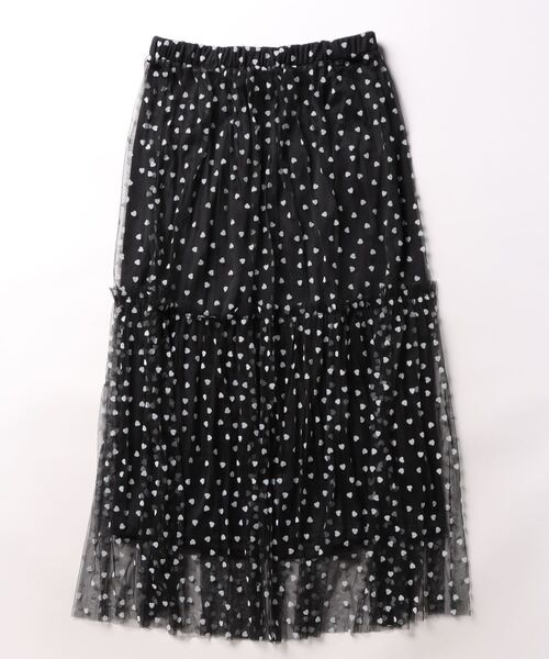 STYLEBLOCK（スタイルブロック）の「チュールハートフロッキーギャザーフレアスカート（スカート・レディース・ブラック×ホワイト/ブラック×ブラック/ホワイト系その他/ホワイト×ブラック・M）」の3枚目の写真