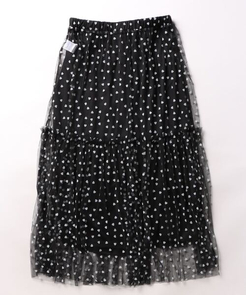 STYLEBLOCK（スタイルブロック）の「チュールハートフロッキーギャザーフレアスカート（スカート・レディース・ブラック×ホワイト/ブラック×ブラック/ホワイト系その他/ホワイト×ブラック・M）」の5枚目の写真