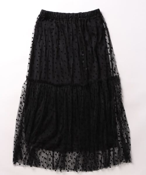 STYLEBLOCK（スタイルブロック）の「チュールハートフロッキーギャザーフレアスカート（スカート・レディース・ブラック×ホワイト/ブラック×ブラック/ホワイト系その他/ホワイト×ブラック・M）」の6枚目の写真