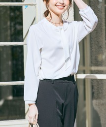 《抗菌防臭・通気性》ボウタイカットソーブラウス【CF/クロスファンクション】