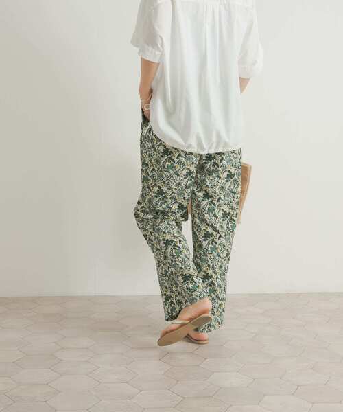 『接触冷感/イージーケア』フラワープリントイージーパンツ