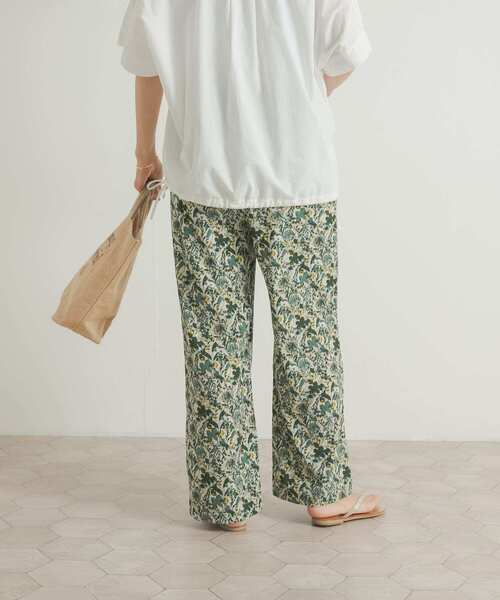 『接触冷感/イージーケア』フラワープリントイージーパンツ