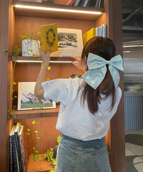 RUBY AND YOU(ルビーアンドユー)の「コットンレースリボンバレッタ(バレッタ/ヘアクリップ・レディース・ミント/オフホワイト・FREE)」の11枚目の写真