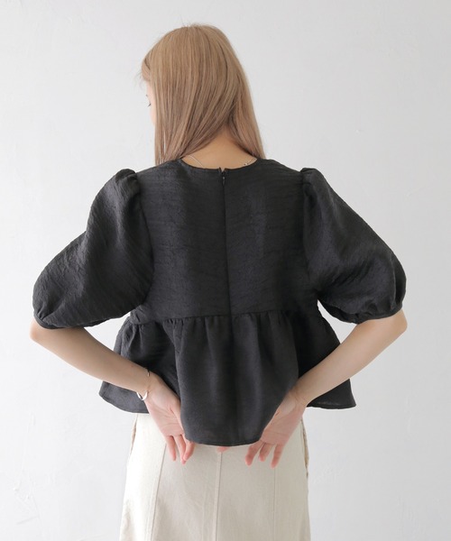 CLEIO(クレイオ)の「【CLEIO】Vネックパフスリーブシアー半袖ブラウス/V-NECK PUFF SLEEVE SHEER BLOUSE/293-11642(シャツ/ブラウス・レディース・オフホワイト/ブラック・FREE)」の17枚目の写真