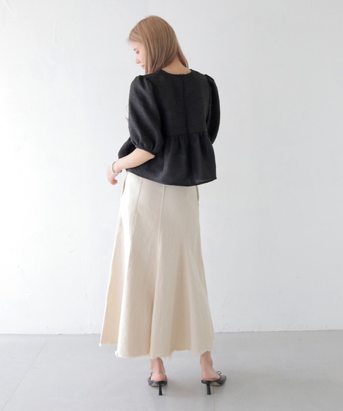 CLEIO(クレイオ)の「【CLEIO】Vネックパフスリーブシアー半袖ブラウス/V-NECK PUFF SLEEVE SHEER BLOUSE/293-11642(シャツ/ブラウス・レディース・オフホワイト/ブラック・FREE)」の22枚目の写真