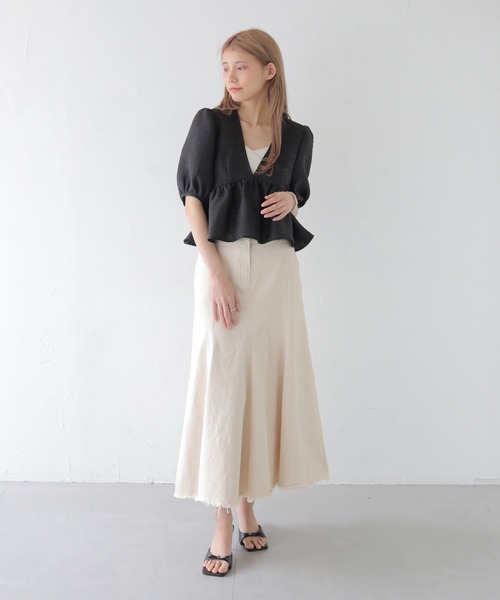 CLEIO(クレイオ)の「【CLEIO】Vネックパフスリーブシアー半袖ブラウス/V-NECK PUFF SLEEVE SHEER BLOUSE/293-11642(シャツ/ブラウス・レディース・オフホワイト/ブラック・FREE)」の19枚目の写真