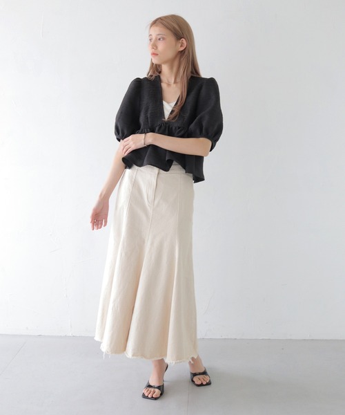 CLEIO(クレイオ)の「【CLEIO】Vネックパフスリーブシアー半袖ブラウス/V-NECK PUFF SLEEVE SHEER BLOUSE/293-11642(シャツ/ブラウス・レディース・オフホワイト/ブラック・FREE)」の20枚目の写真