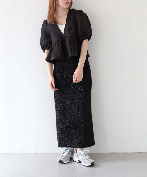 CLEIO(クレイオ)の「【CLEIO】Vネックパフスリーブシアー半袖ブラウス/V-NECK PUFF SLEEVE SHEER BLOUSE/293-11642(シャツ/ブラウス・レディース・オフホワイト/ブラック・FREE)」の11枚目の写真