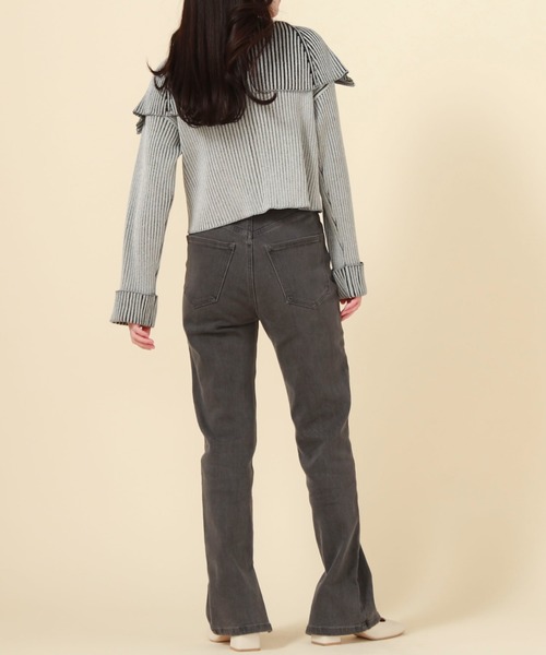 archives(アルシーヴ)の「フロントZIPオーバーカラー二重臼ニット(ニット/セーター・レディース・グレイッシュブルー/ブラック/グリーン/オレンジ・MEDIUM)」の11枚目の写真