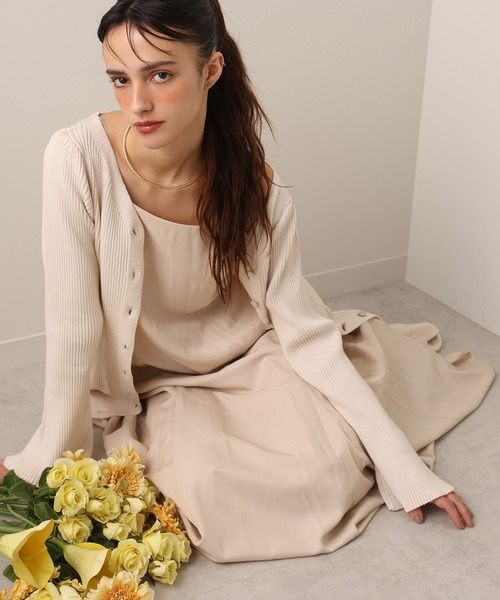 NICE CLAUP ワンピース　(カプチーノ) セール】【OTONA NICE】ニットセットキャミワンピース