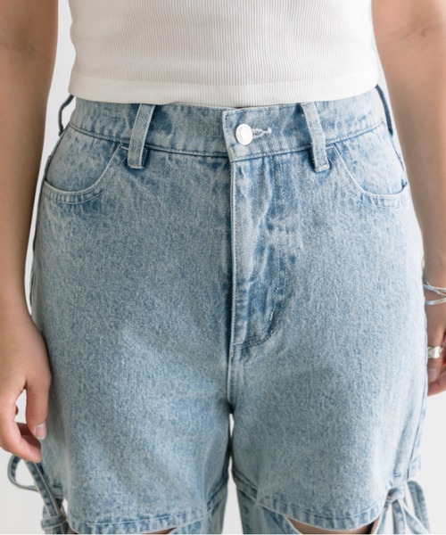 OLIVE des OLIVE（オリーブデオリーブ）の「サイドスリットリボンデニムパンツ　1041030070（デニムパンツ・レディース・ピンク/ブルー/グレー/サックスブルー・MEDIUM/SMALL）」の9枚目の写真