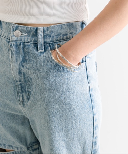 OLIVE des OLIVE（オリーブデオリーブ）の「サイドスリットリボンデニムパンツ　1041030070（デニムパンツ・レディース・ピンク/ブルー/グレー/サックスブルー・MEDIUM/SMALL）」の10枚目の写真