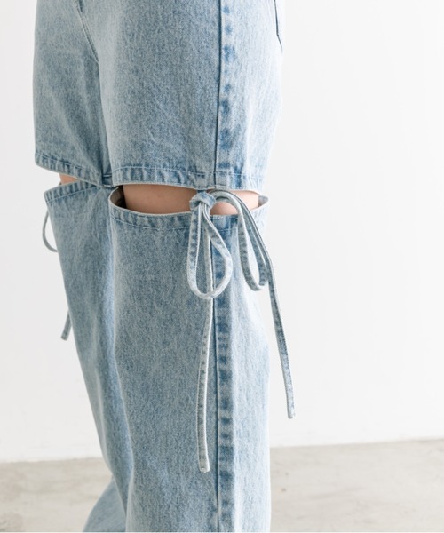 OLIVE des OLIVE（オリーブデオリーブ）の「サイドスリットリボンデニムパンツ　1041030070（デニムパンツ・レディース・ピンク/ブルー/グレー/サックスブルー・MEDIUM/SMALL）」の11枚目の写真